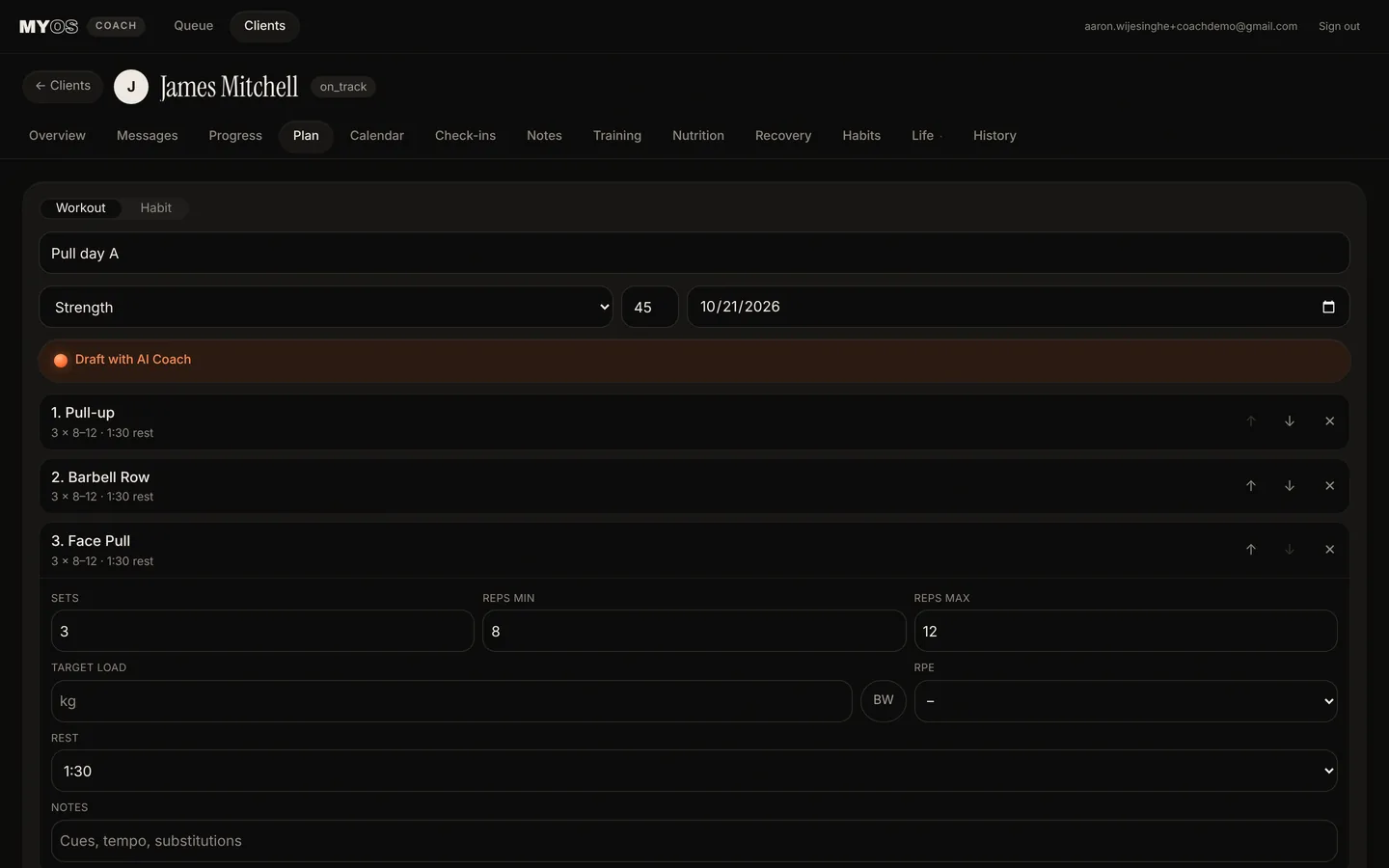 Plan builder with Draft with AI Coach